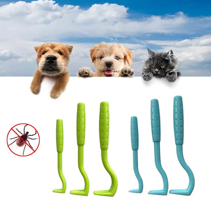 DoggoWorld™ – 3-Pack Tick & Flea Remover Hook Set for Dogs & Cats